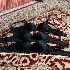 Elegant Black Women's Bra Set of 3